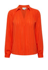 Ichi V-Neckline Striped Blouse, Orange