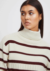 Ichi Relaxed Stripe Knitted Sweater, Birch
