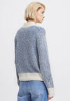 Ichi Kamara Striped Funnel Neck Knitted Sweater, Navy & Beige