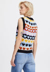 Ichi Arthy Heart Print Knitted Vest, Multi
