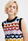 Ichi Arthy Heart Print Knitted Vest, Multi