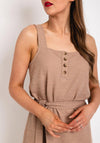 Ichi Woven Straight Midi Dress, Beige