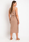 Ichi Woven Straight Midi Dress, Beige