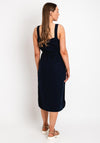 Ichi Woven Straight Midi Dress, Navy
