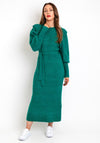 ICHI Shoulder Panel Wool Midi Dress, Green