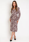 Ichi Tiffo Animal Print Midi Dress, Port Royal