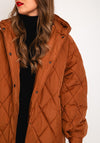 Ichi Hansa Hooded Quilted Coat, Orange Rust