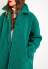 Ichi Hazo Button Up Teddy Coat, Green