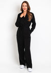 ICHI Catto Belted Waist Button up Jumpsuit, Black