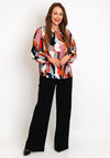 Ichi Tie Neck Textured Print Blouse, Multi