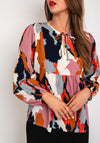 Ichi Tie Neck Textured Print Blouse, Multi