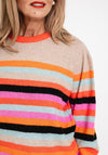 Ichi Dusty Striped Knitted Sweater, Multicolour