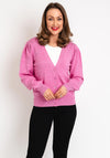 Ichi Sella Balloon Sleeve Knitted Cardigan,Super Pink