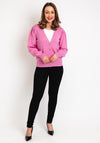 Ichi Sella Balloon Sleeve Knitted Cardigan,Super Pink