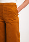 Ichi Cassia Corduroy Wide Leg Cropped Trouser, Mustard