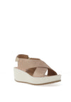Igi & Co. Leather Glitter Criss Cross Sandals, Beige