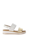 Igi & Co. Nubuck Leather Velcro Colour Block Sandals, Gold
