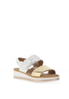 Igi & Co. Nubuck Leather Velcro Colour Block Sandals, Gold