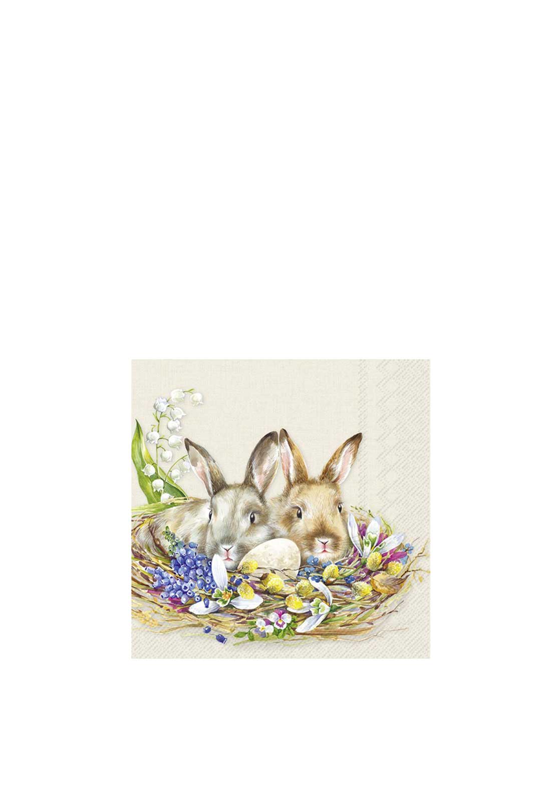 IHR Cuddly Bunnies 20 Piece Napkins, Beige