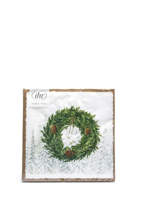 IHR Nordic Winter Wreath Napkins, White Multi