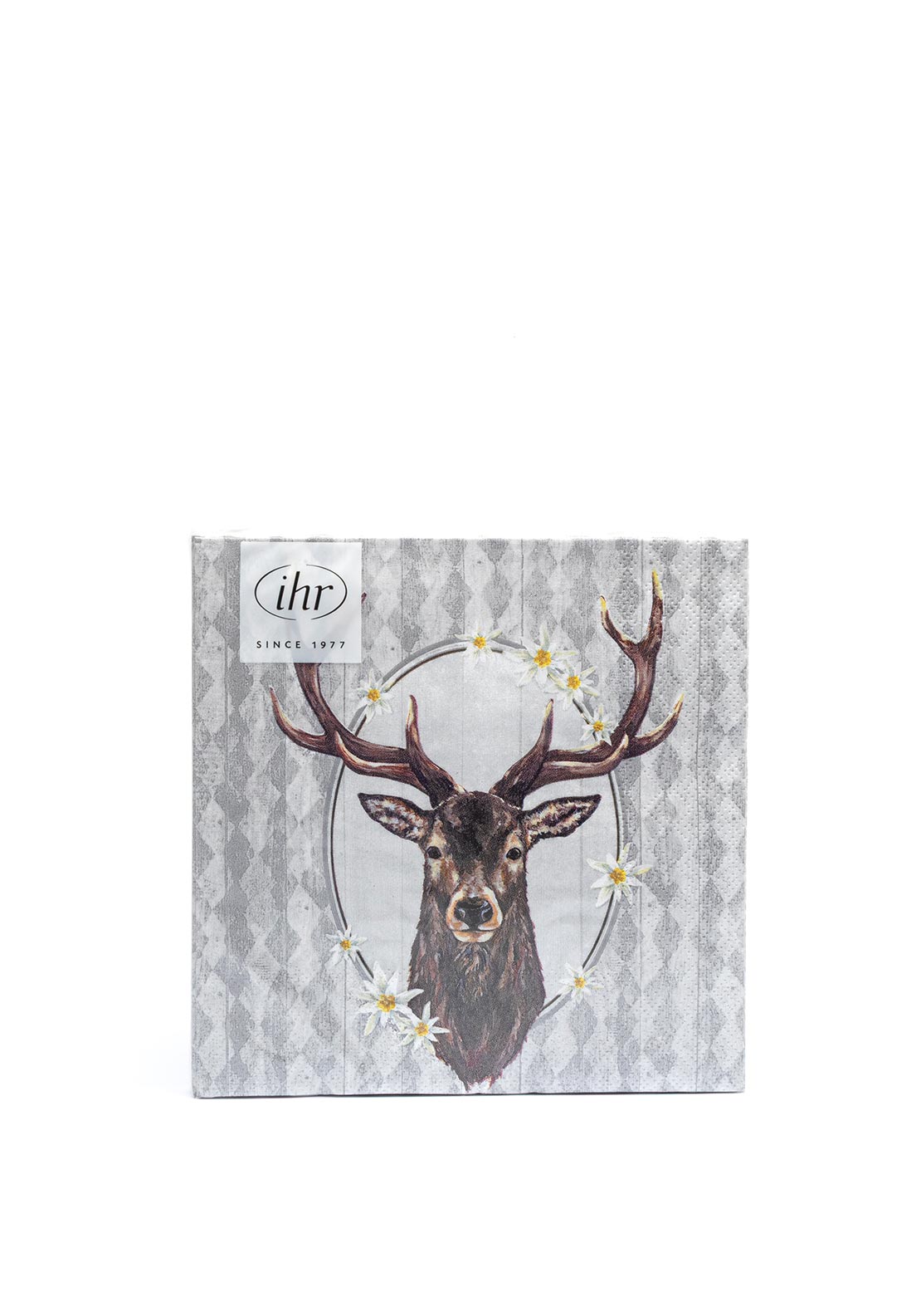 IHR Floral Reindeer Napkins, Grey