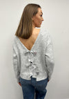 Serafina Collection One Size Sequin Bow Tie Cardigan, Grey