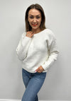 Serafina Collection One Size Sequin Bow Tie Cardigan, White