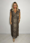 Serafina Collection One Size Leopard Print Maxi Dress, Brown & Gold