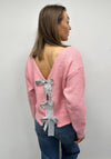 Serafina Collection One Size Sequin Bow Tie Cardigan, Rose