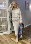 Oui Wrap Wool Blend Knitted Midi Skirt, Light Beige