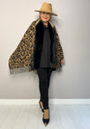 Serafina Collection One Size Faux Fur Leopard Print Cape, Brown