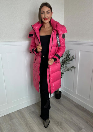 Serafina Collection Hooded Puffer Coat, Pink