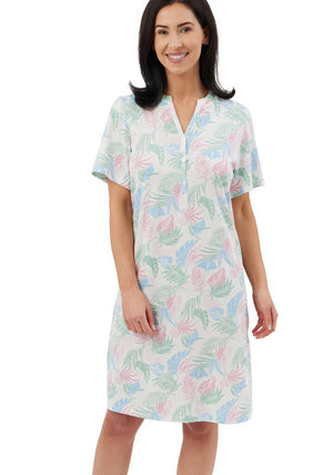 Indigo Sky Tropical Short Sleeve Nightdress, Multi