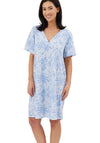 Indigo Sky Lucia Print Short Sleeve Nightdress, Blue