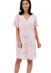 Indigo Sky Lucia Print Short Sleeve Nightdress, Pink