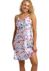 Indigo Sky Vibrant Floral Satin Nightdress, White Multi