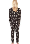 Indigo Sky Animal Print Soft Knitted Pyjama & Eyemask Set, Black