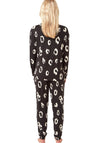 Indigo Sky Animal Print Soft Knitted Pyjama & Eyemask Set, Black