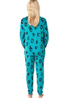 Indigo Sky Animal Print Soft Knitted Pyjama & Eyemask Set, Teal