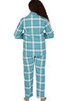 Indigo Sky Brush Cotton Checked Pyjama Set, Blue