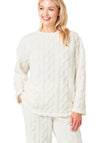 Indigo Sky Chilling Cuddle-Soft Cable Cosy Fleece Pyjama, Cream