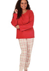Indigo Sky Fleece Check Print Pyjama Set, Red