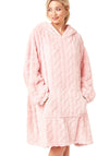 Indigo Sky Cuddle-soft Cable Knit Fleece Lounger, Pink