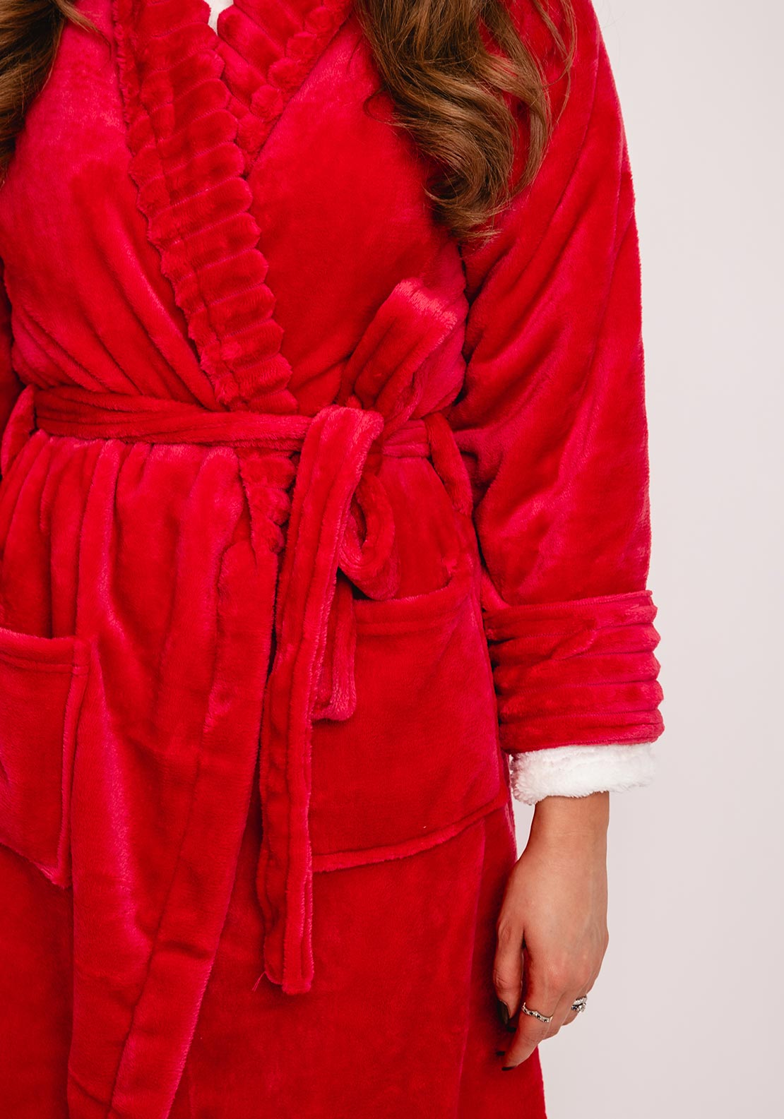 Indigo Sky Jungle Brights Ripple Fleece Dressing Gown, Spice Red
