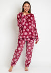 Indigo Sky Snowflake Cosy Fleece Pyjamas, Wine