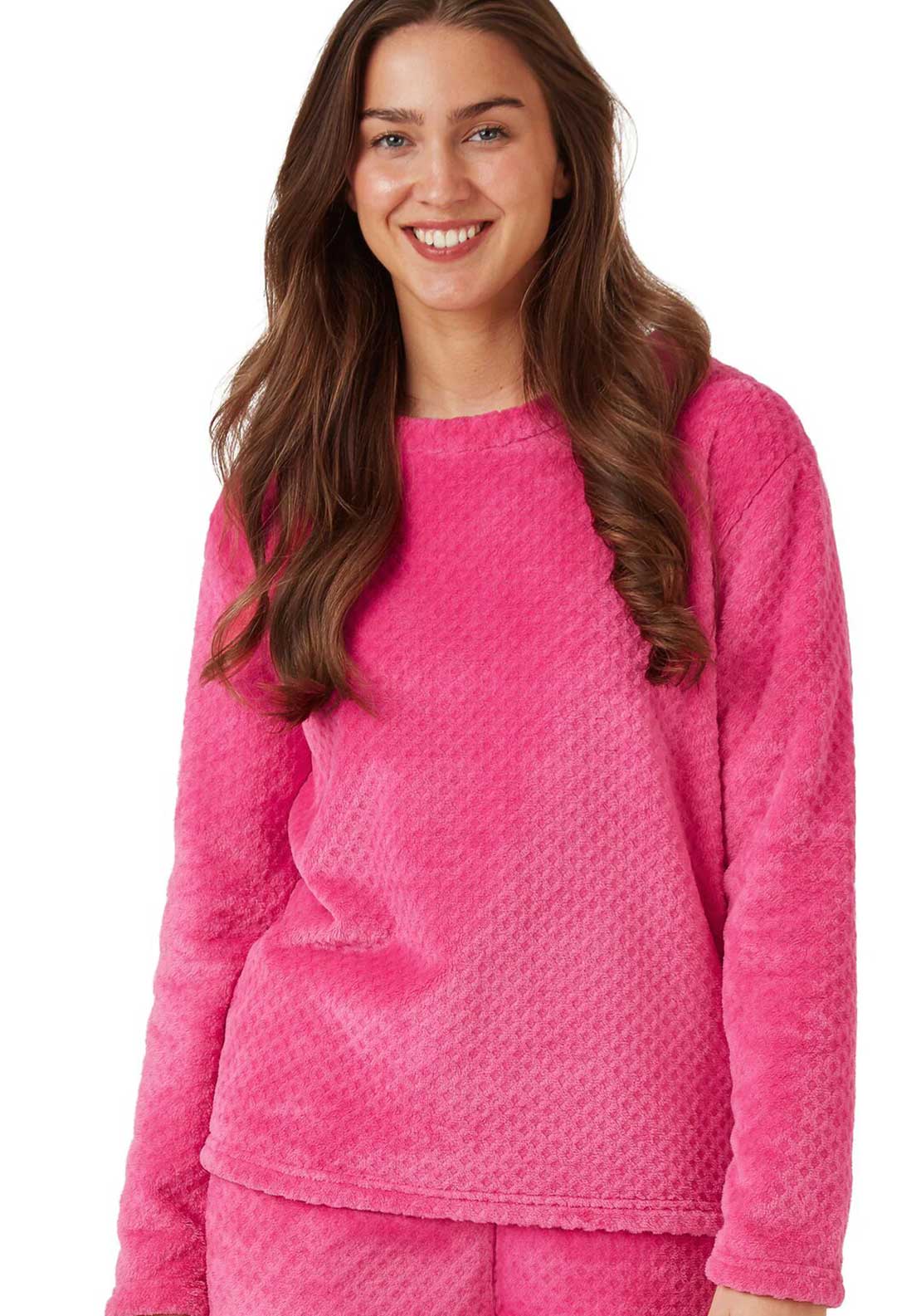 Indigo Sky Geometric Fleece Pyjama Set, Pink