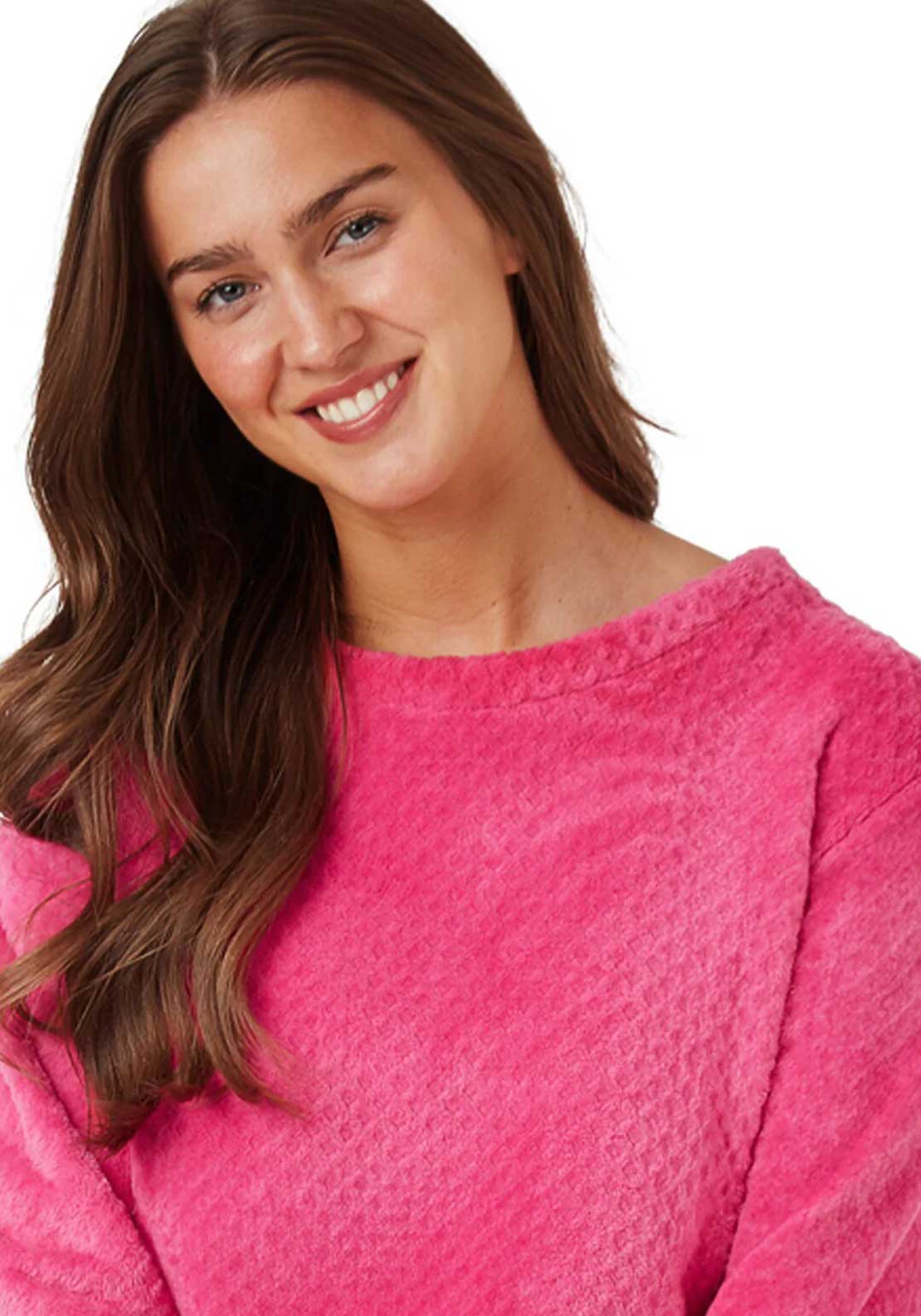 Indigo Sky Geometric Fleece Pyjama Set, Pink