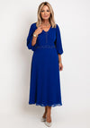 Lizabella Pleated Chiffon Sleeve Midi Dress, Royal Blue
