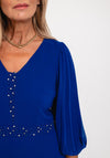 Lizabella Pleated Chiffon Sleeve Midi Dress, Royal Blue