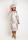 Lizabella Metallic Floral Jacquard Midi Dress, Beige Multi